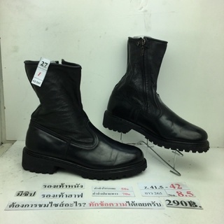 รองเท้าฮาฟ มีซิปข้าง รองเท้าทหาร รองเท้าตำรวจ รองเท้ารปภ. Half boots with side zip หนังสีดำ มือสอง นำเข้า เกาหลี