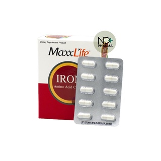 Maxxlife Iron Amino Acid Chelate ไอรอนอะมิโนคีเลต บำรุงเลือด 30 เม็ด