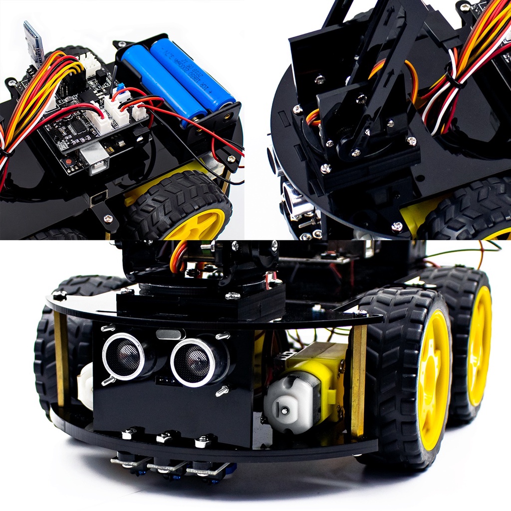 [COD] LAFVIN 2-in-1 รถยนต์หุ่นยนต์ 4WD + แขนกล ชุดเรียนรู้ Arduino UNO R3 รองรับ Bluetooth