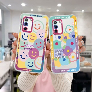 เคสใสกันกระแทก Samsung A32 A52 A12 A03 A51 A03S A10S A50 A20S J7 Prime A02S A20 A50S A10 A30S A52S A30 M12 M01S A125 F12 M10S M40S A515F A207F M02S A025 F02S 11 12 13  7 8 6 Plus ลายดอกไม้ หน้ายิ้ม เคสโทรศัพท์