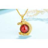 TANITTgems สร้อยคอทองเหลืองแท้ประดับจี้นักษัตรปีมะโรงฝังเพชรพญานาค