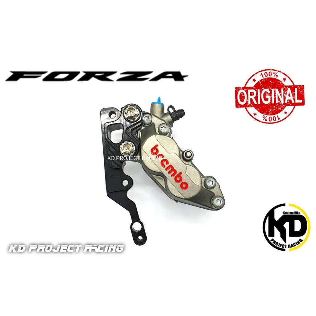 ชุดปั๊มเบรคหน้า Brembo 4 pot เทา พร้อมขาจับปั้ม Kamui จาน300mm Honda Forza 300 , 350