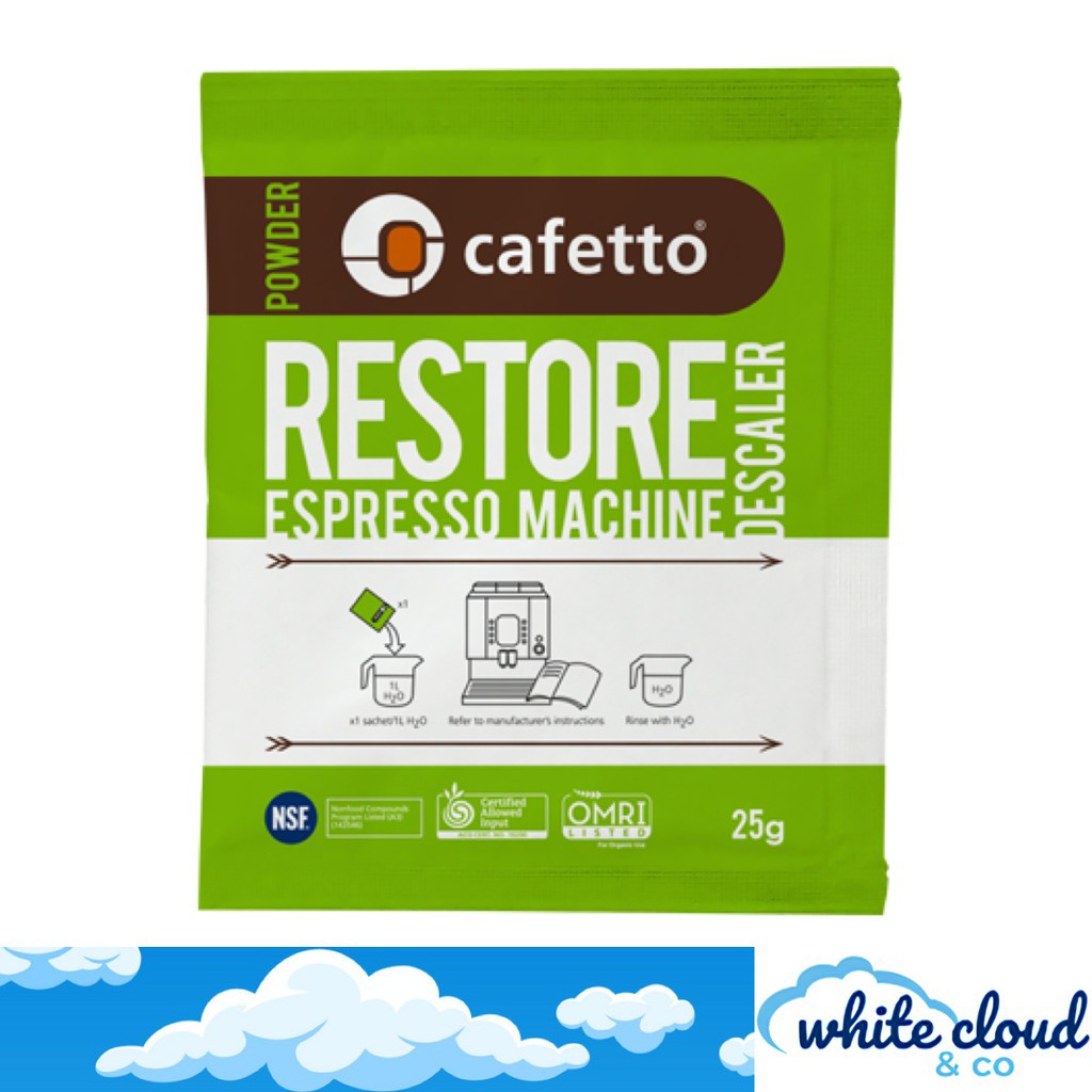 Cafetto Restore เครื่องขจัดตะกรันออร์แกนิก (ซอง 25 กรัม) - Breville, DeLonghi, Nespresso, Dolce Gust