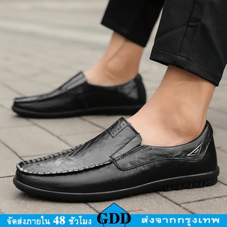 Ready Stock Men loafers รองเท้าหนัง PU สีดำแฟชั่นแบบสวมสบาย ๆ สำหรับผู้ชาย Shoes