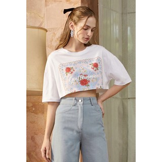 Rose Letter Crop T-Shirt