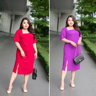 Janny เดรส เดรสสาวอวบ อ้วน Bigsize  XXL ชุดออกงาน ชุดราตรี อก 46 ผ้าเรย่อน