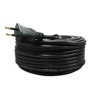 หัวปลั๊ก 2 ขากลม พร้อมสาย VCT CENTURY 2x1.5 ตร.มม. 30 ม. สีดำ TWO-ROUND PIN PLUG WITH VCT CABLE CENTURY 2X1.5SQ.MM 30M B