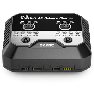 SKYRC E3Duo AC 2.2A 2X20W เครื่องชาร์จถ่าน เครื่องชาร์จแบตเตอรี่ LiPo / LiFe / LiHV 🎉 ของแท้ ส่งจากไทย 🎉