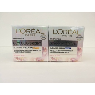 LOREAL Paris GLYCOLIC-BRIGHT Day &amp; NIGHT Cream  (50 ml) ลอรีอัล ปารีส ไกลโคลิค-ไบรท์ โกลว์อิ้ง เดย์ แอนด์ ไนท์ ครีม