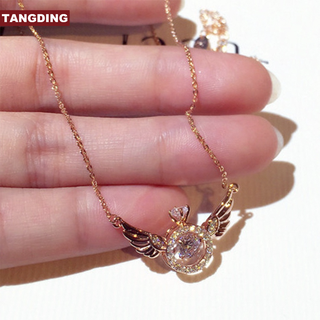 【COD Tangding】เครื่องประดับ สร้อยคอสั้น จี้รูปปีกนางฟ้า แฟชั่นสําหรับผู้หญิง