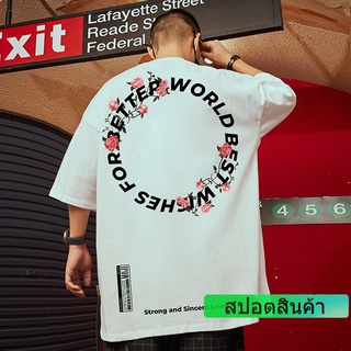 เสื้อยืดแขนสั้น ผ้าฝ้าย ทรงหลวม ขนาดใหญ่ สไตล์ฮิปฮอป สําหรับผู้ชาย ไซซ์ S - 7XL