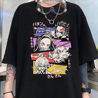 เสื้อยืดแขนสั้น ทรงหลวม พิมพ์ลายอนิเมะ Demon Slayer Kimetsu No Yaiba แฟชั่นฤดูร้อน สไตล์ญี่ปุ่น สําหรับผู้หญิง