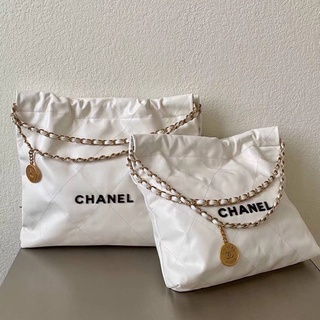 ☀️ส่งจากไทย☀️ สีขาวหายากมาก Chanel ss22 LOGo Cc shopping tote S มาแรง ใช้งานได้ทั้งชายและหญิง Unisex