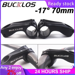 BUCKLOS ด้ามมือจับจักรยาน-17องศาอะลูมินัมอัลลอยก้าน MTB 70มม.Ultralight Stem สำหรับ31.8มม.ถนนสายที่ยึดอุปกรณ์อะไหล่จักรยานเสือภูเขา