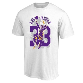 เสื้อยืดคอกลม แขนสั้น พิมพ์ลายการ์ตูน NBA LA Lakers Abdul Jabbar ทรงหลวม พลัสไซซ์