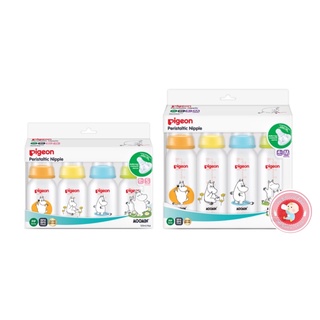 Pigeon RPP ขวดนมคอแคบ ลายมูมิน 4oz, 8oz (แพ็ค 4 ขวด) พร้อมจุกรุ่นมินิ