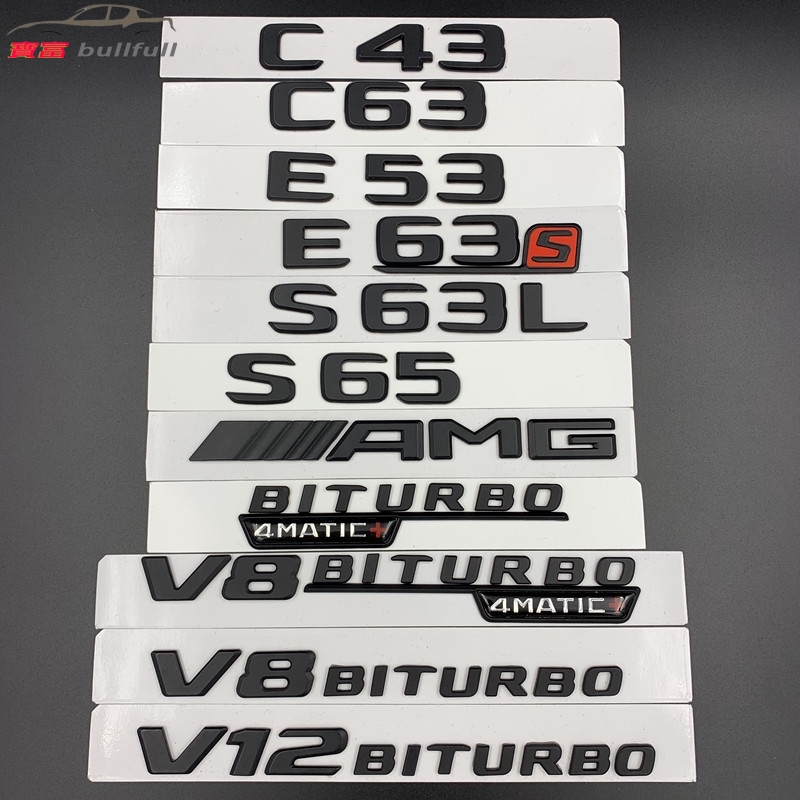 สีดํา Mercedes-BENZ BENZ Wordmark สติกเกอร์ป้ายหาง C43 C63 E43 GLC E63S C-Class E-Class S-Class ดัดแ