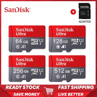 SANDISK การ์ดหน่วยความจําทราย 64GB 128GB 256GB 512GB Microsdxc Uhs-I สีแดง / สีเทา 100mb / S