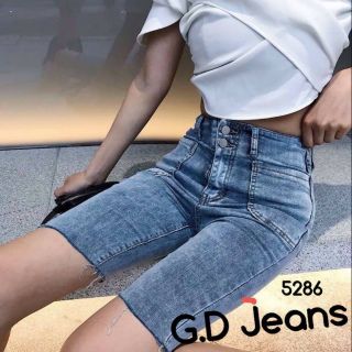 G.D.Jeans รุ่น 5286#กางเกงยีนส์ผ้ายืดสามส่วนทรงเรียบ  💦💦