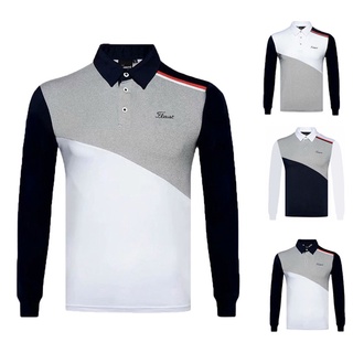 *ขนาดยุโรป **พรีออเดอร์*** [TIT-LS-18] Titleist ผู้ชาย แขนยาว เสื้อโปโลกอล์ฟ / Baju Golf