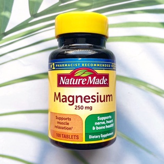 แมกนีเซียม Magnesium 250 mg 100 Tablets (Nature Made®) สุขภาพกระดูกและข้อ เส้นประสาทและกล้ามเนื้อ ควบคุมสมดุลของแคลเซียม