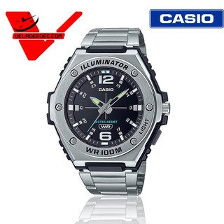 Casio นาฬิกาข้อมือผู้ชาย มีไฟ LED ส่องดูเวลา กันน้ำ 100m สายสแตนเลส รุ่น MWA-100HD-1A / MWA-100H-1Aของแท้ประกันศูนย์ CMG