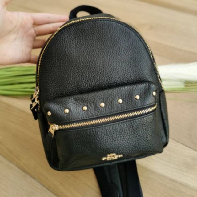 MINI CHARLIE BACKPACK WITH STUDS COACH F45070 BLACK IMITATION GOLD brandname niceshop ThaiPick