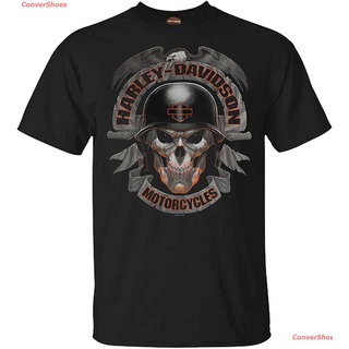 เสื้อยืดกีฬา Harley-Davidson Mens Ghoulish Skull Short Sleeve Crew-Neck T-Shirt - Black Mens Womens T-shirts