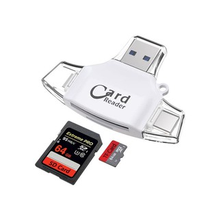 อะแดปเตอร์การ์ดรีดเดอร์ Sd Card Reader 4 In 1 Sd / Tf / Android / Pc