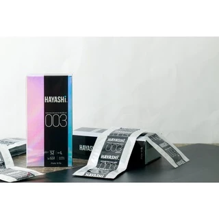 Hayashi 003 ถุงยางอนามัย ฮายาชิ แบบบางพิเศษ ขนาด 52 มม. บาง 0.03 มม. (กล่อง 10 ชิ้น)