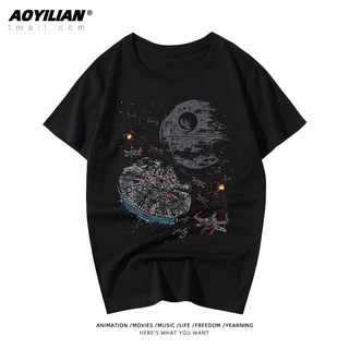 STAR WARS เสื้อยืด Star Wars Memorial Star Wars Cotton Short Sleeve Summer Dress Darth Vader Force Lightsaber Half Sleev