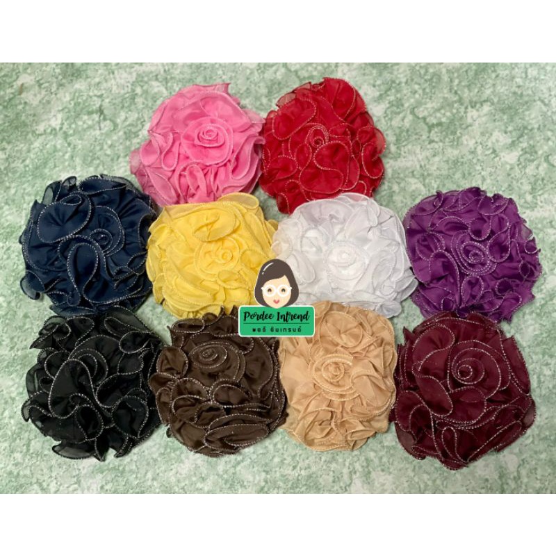 🇹🇭 พร้อมส่งในไทย 🇹🇭 ตัวหนีบผมตัวใหญ่ขอบเงิน | ปอมๆหนีบผมอิสลาม มี 10 สี