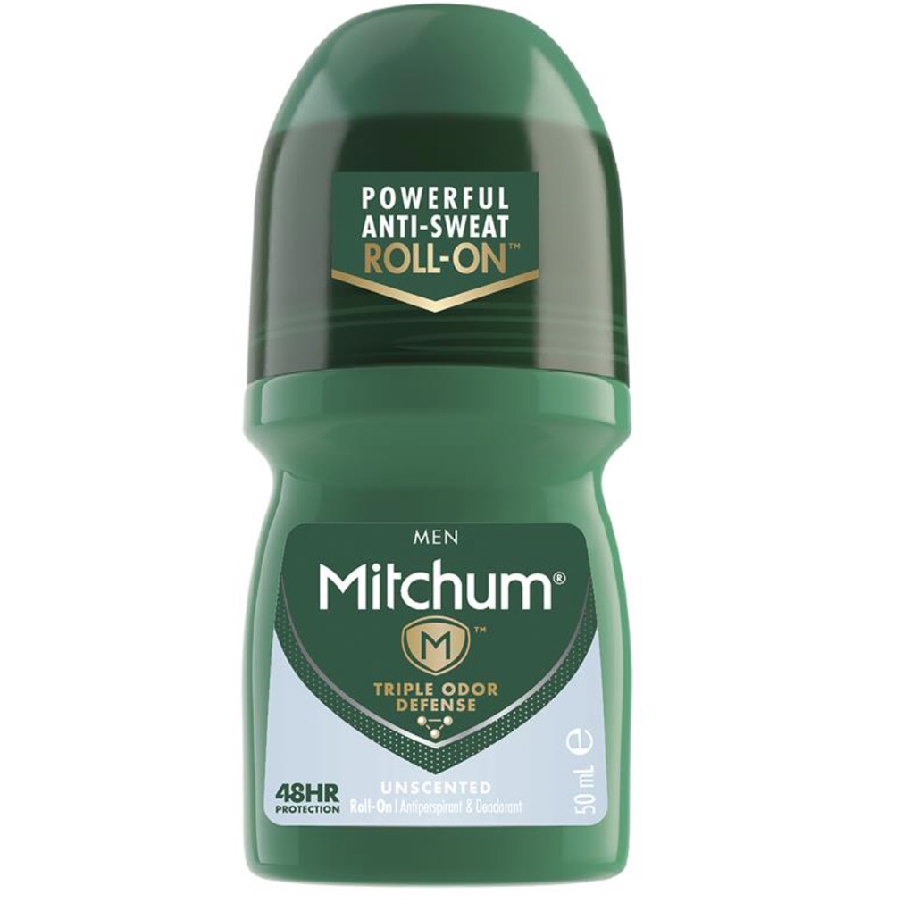โรลออนผู้ชายแบบลูกกลิ้ง Mitchum For Men Roll-on Antiperspirant & Deodorant กลิ่น Unscented ขนาด 50 มล.