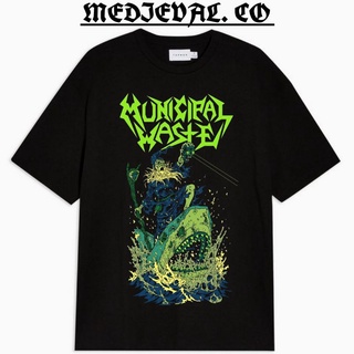 เสื้อยืดผ้าฝ้ายเสื้อยืดลําลอง แขนสั้น พิมพ์ลาย Municipal WASTE สีดํา สําหรับผู้ชาย ผู้หญิง 24SL XL  XXL 3XL