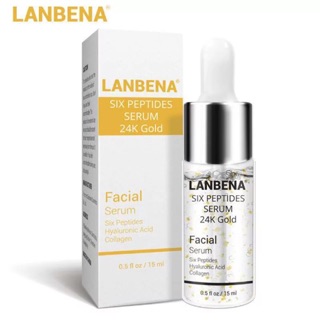 LANBENA 24K Gold Serum Anti-aging เซรั่มบำรุงผิวหน้าผสมเกล็ดทองคำ ครีมลดริ้วรอย เซรั่มคอลลาเจน หน้าขาว กระจ่างใส 15g