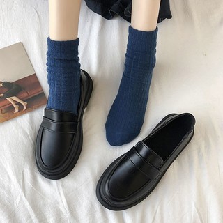 ❤️พร้อมส่ง#รองเท้าหนังลูกเล็กสไตล์อังกฤษ โลฟเฟอร์สไตล์มหาลัยญี่ปุ่น รองเท้าเดี่ยว / 2 สี / (size36-40) ระบายอากาศดี ใส่ส