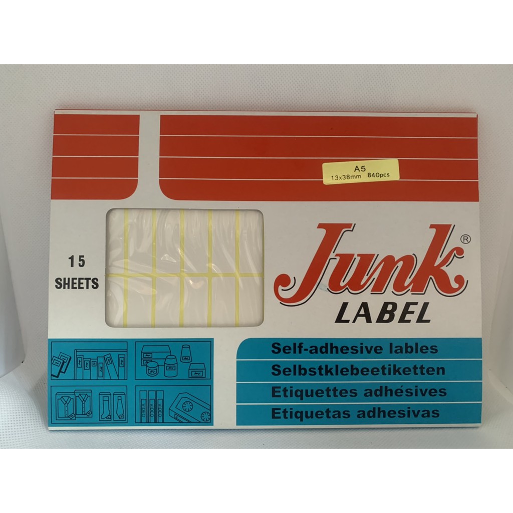 [9.15 PSKX149 ลดทั้งร้าน 25%] ป้ายสติกเกอร์ JUNK A1-A18 และ B1-B6 (15 แผ่น/แพ็ค)