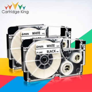 2PK Compatible for Casio XR-6WE Cassette Labe Tape Black on White 6mm*8m for Casio KL-60 KL-750 KL-120 KL-HD1 KL-2000