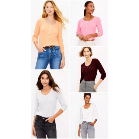 LOFT Waffle Henley Top สําหรับผู้ใหญ่