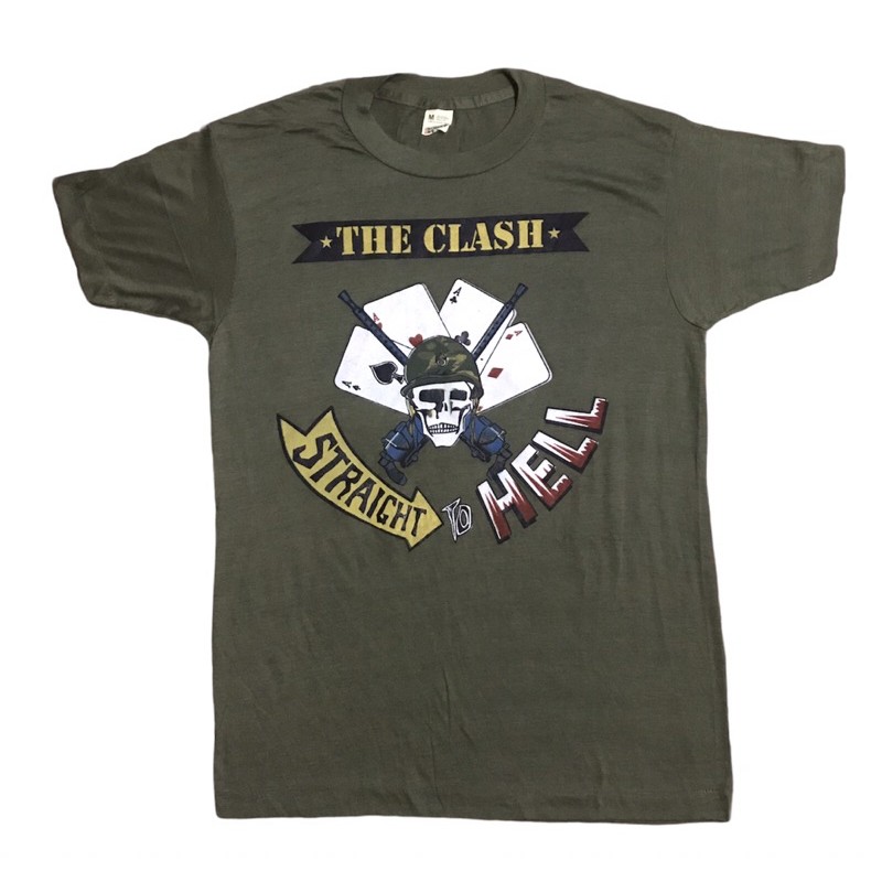 เสื้อวงวินเทจ The Clash ผ้าบ้างออกมุ้ง ๆ 50/50 ( M ) 300฿