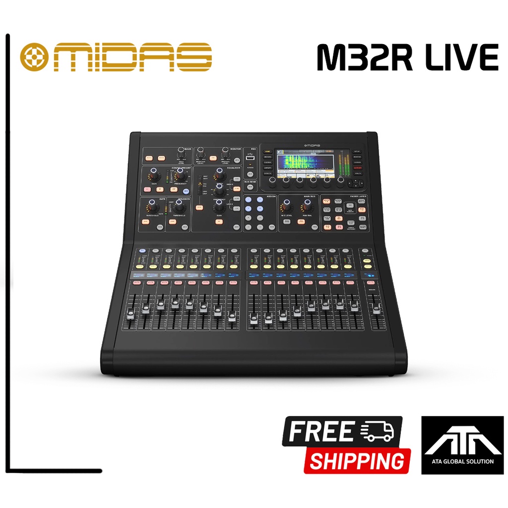 MIDAS M32R LIVE Digital Console for Live and Studio with 40 Input Channels, 16 Midas PRO Microphone 