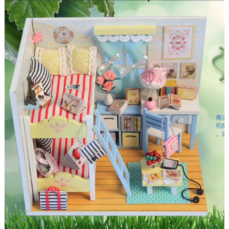 บ้านตุ๊กตาD51 ห้องนอนโทนฟ้าเหลือง