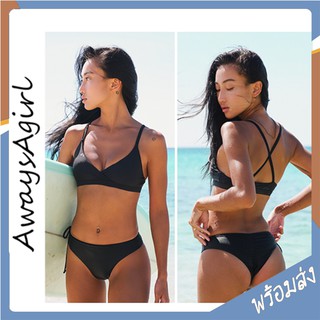 AlwaysAgirl พร้อมส่ง ชุดว่ายน้ำ บิกินี่ สายเดี่ยว เว้าสูง Sexy Bikini บิกินี่เซ็กซี่ งานสวย คุณภาพดี - สีดำ COD SSU027