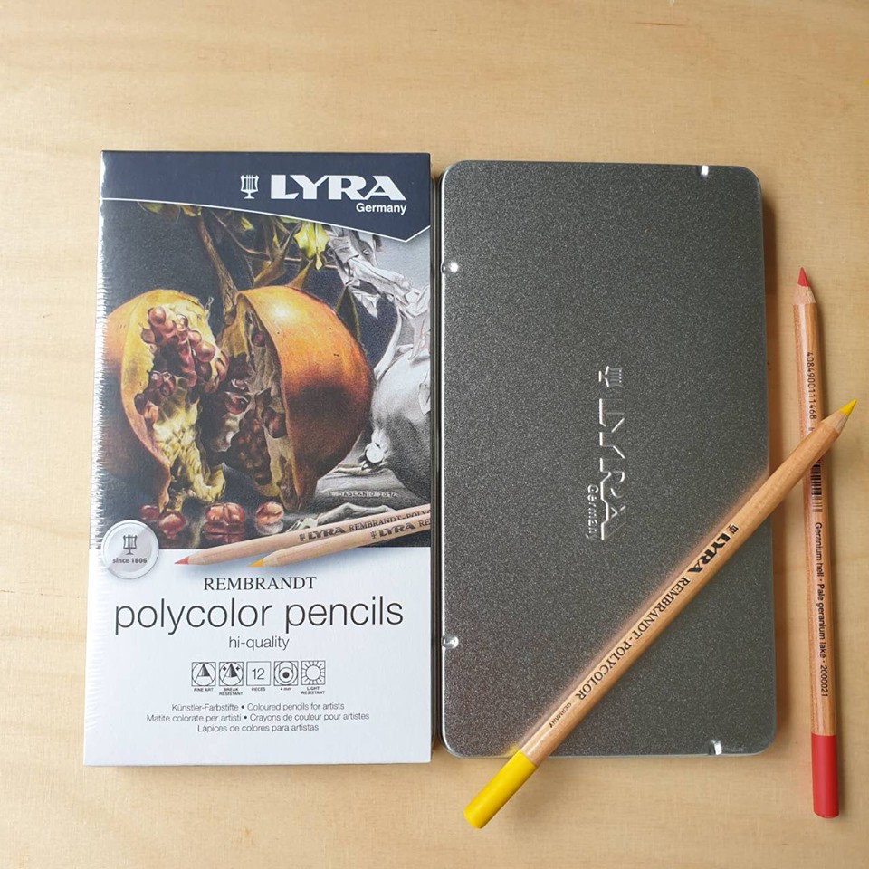ดินสอสีไม้เกรดศิลปิน Lyra Rembrandt Polycolor - ชุด 12 สี (กล่องโลหะ)