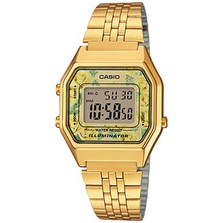 Casio Standard นาฬิกาข้อมือผู้หญิง สายสแตนเลส สีทอง(หน้าปัดลายดอกไม้) รุ่น LA680WGA-9CDF