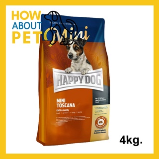 อาหารสุนัขเล็ก Happy Dog Mini Toscana Gluten-free สูตรทำหมัน ควบคุมน้ำหนัก อาหารสุนัขโตพันธุ์เล็ก 4กก. (1ถุง) Dog Food