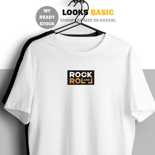 Simple Basic Tee Rock And Roll Ready Stock UNISEX แขนสั้นเสื้อยืดผู้หญิงผู้ชายสุภาพสตรี Baju Lelaki Perempuan