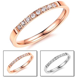 เครื่องประดับชุบ 18 พัน Rose Gold เพชรเพทายแหวนผู้ชายและผู้หญิงที่เรียบง่ายแหวนเดียว 925 แหวนคู่ de2-2735