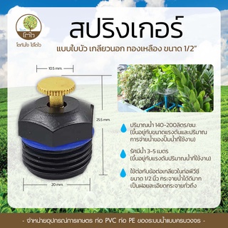 สปริงเกอร์ แบบใบบัว เกลียวนอก ทองเหลือง ขนาด1/2" - โตไว