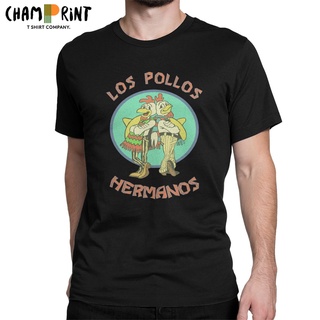 เสื้อยืดแขนสั้น คอกลม ผ้าฝ้ายแท้ พิมพ์ลาย Los Pollos Hermanos สไตล์วินเทจ สําหรับผู้ชายS-5XL